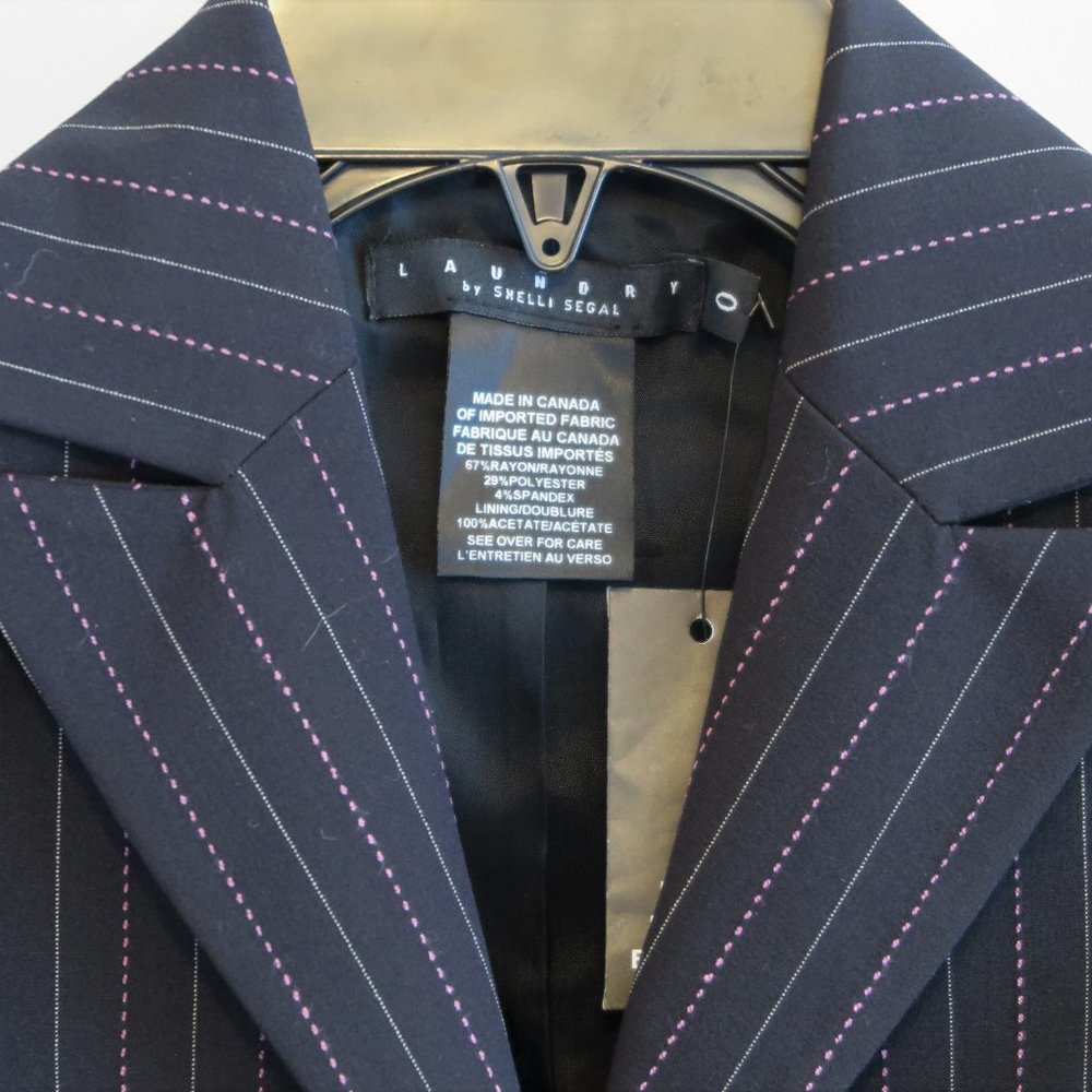 NWT Laundry by Shelli Segal Onyx Pinstripe Rayon Blend Blazer Size 0 MSRP $295 - Picture 4 of 10